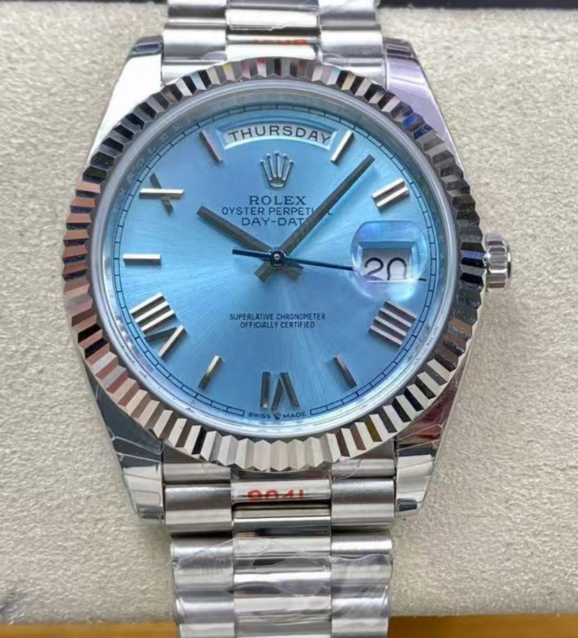 Rolex Day Date Ice Blue Grooved Replica